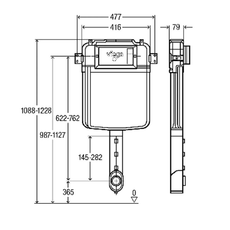Viega 8503 (799410) + 831079 (495169) Concealed cistern 1088-1228Hx80Dmm