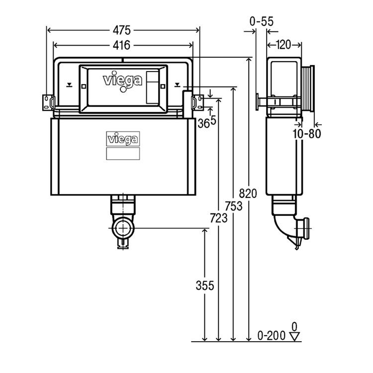 Viega 8504 (801090) Concealed cistern 820H mm