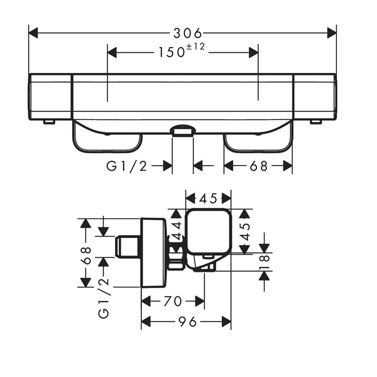 hansgrohe Ecostat E 15773, -000 Shower thermostat for exposed installation - GA Approval