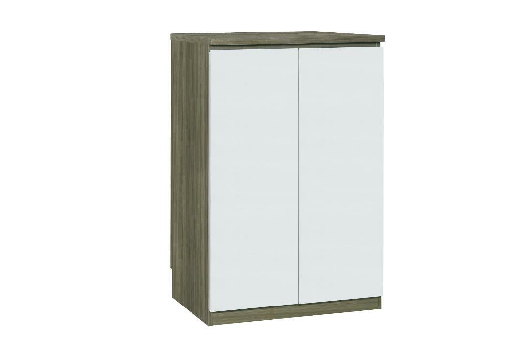 228系列 棕木色配亮光白鞋櫃