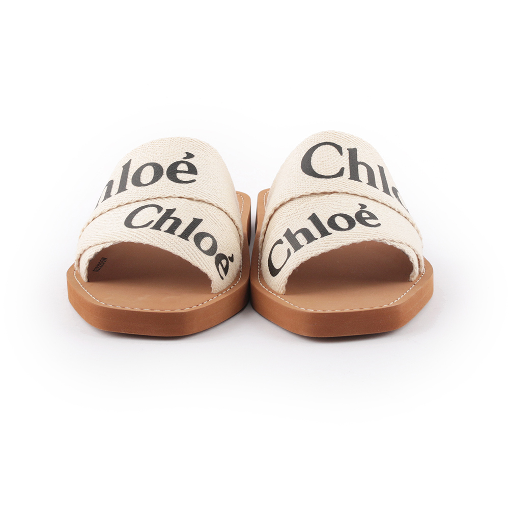 【Chloé】WOODY FLAT MULE平底拖鞋(白色)