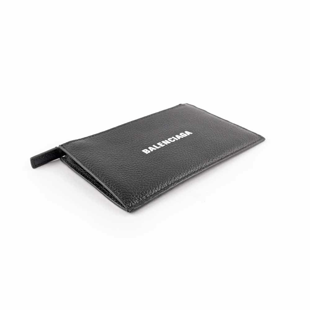 【BALENCIAGA】經典Logo牛皮拉鍊零錢/卡夾包(黑色)