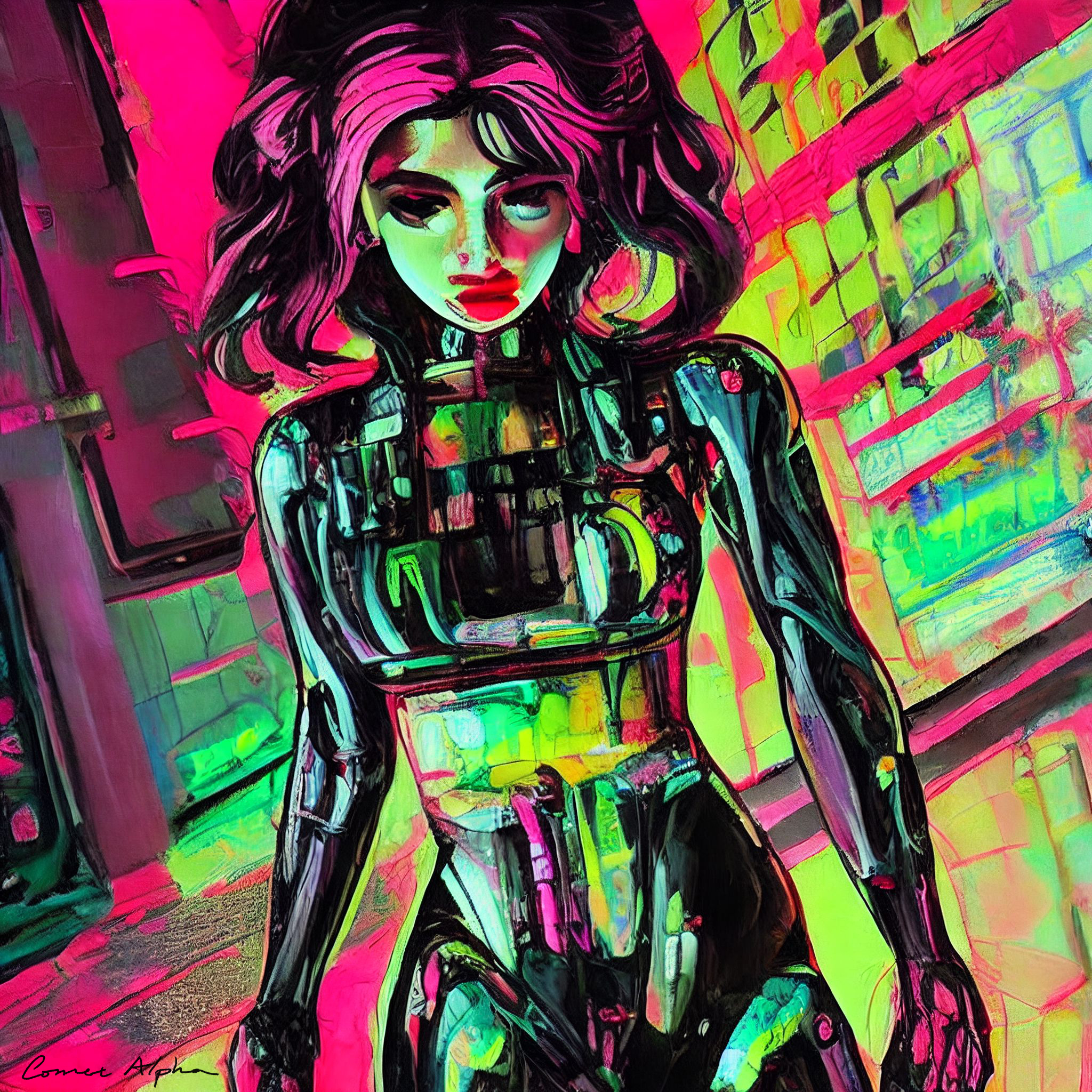 Cyberpunk Colorful Cat Art Graphic by Camellia Art · Creative Fabrica