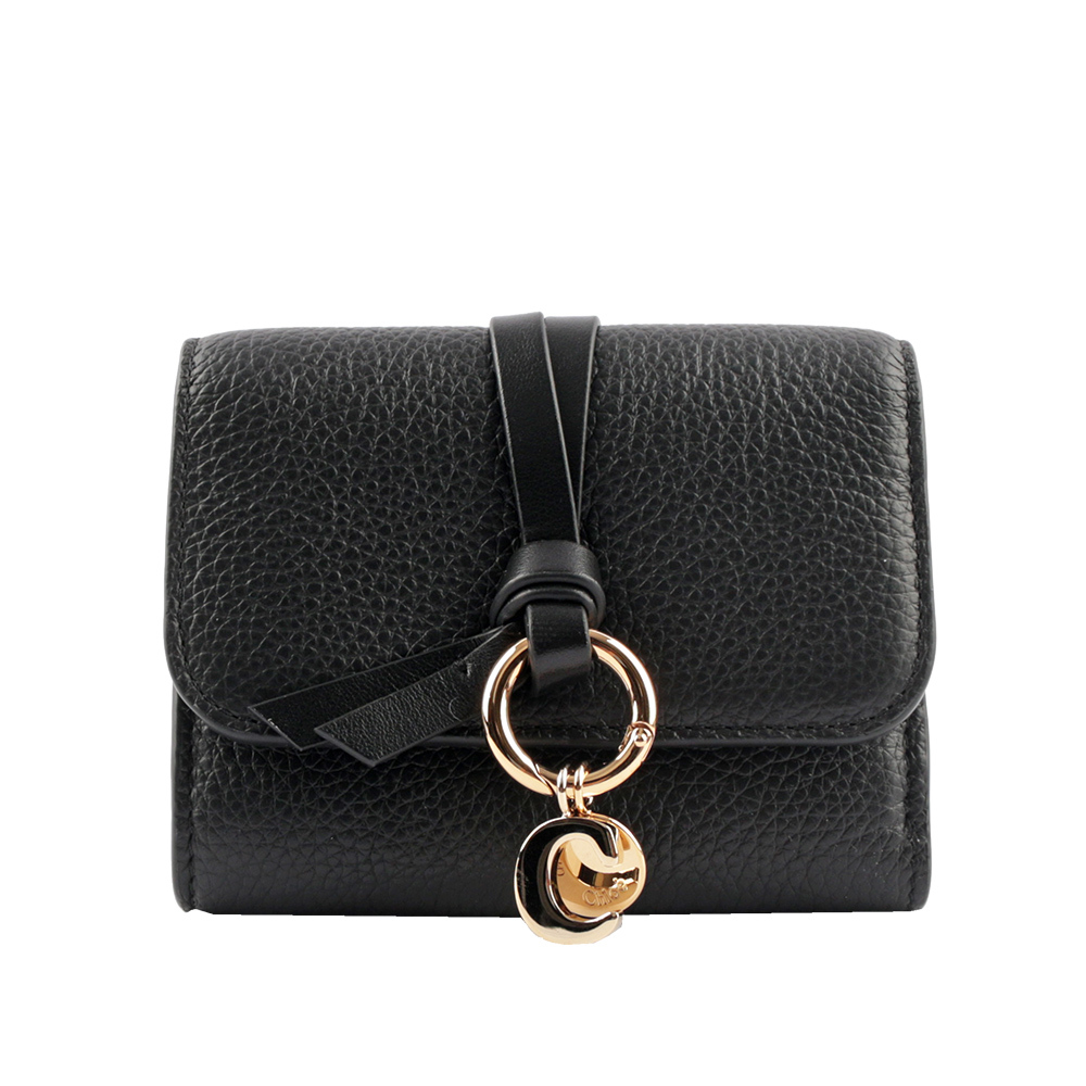 【Chloé】Alphabet C Logo 牛皮三折短夾(黑色)