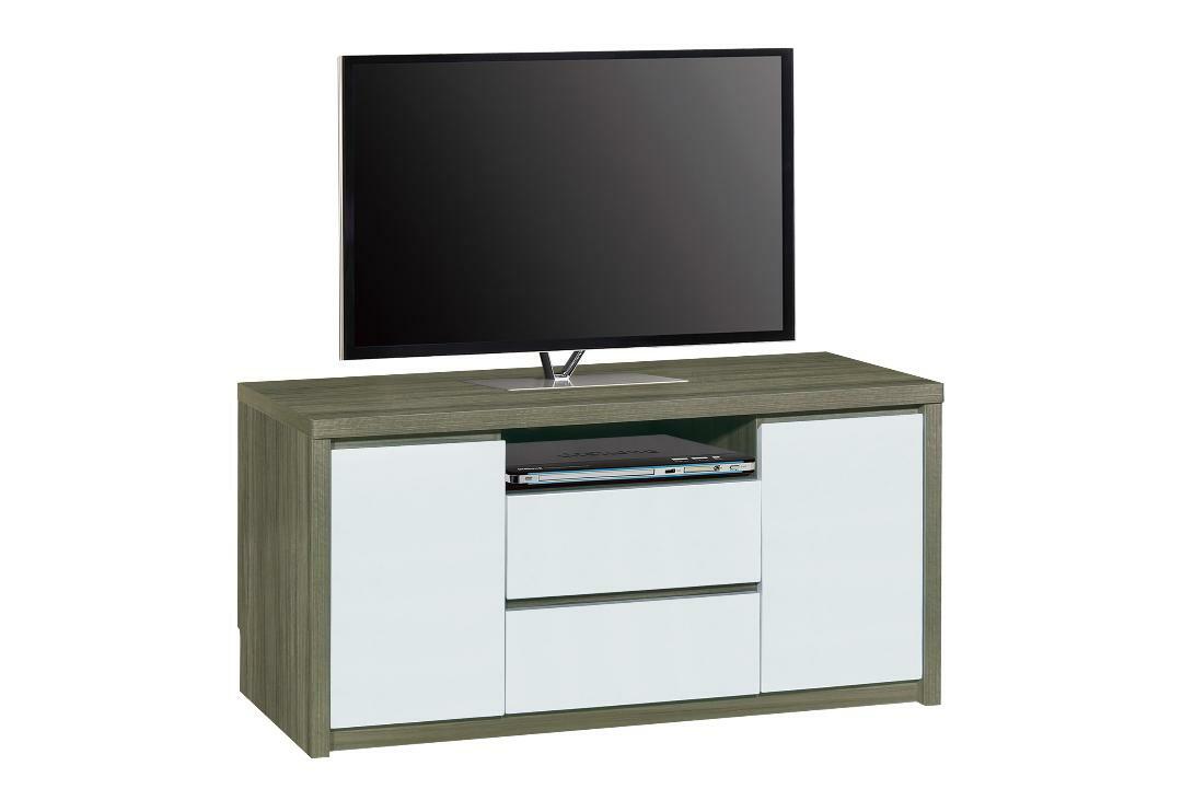 228系列 棕木色配亮光白 4尺電視地櫃 (可加配上座)