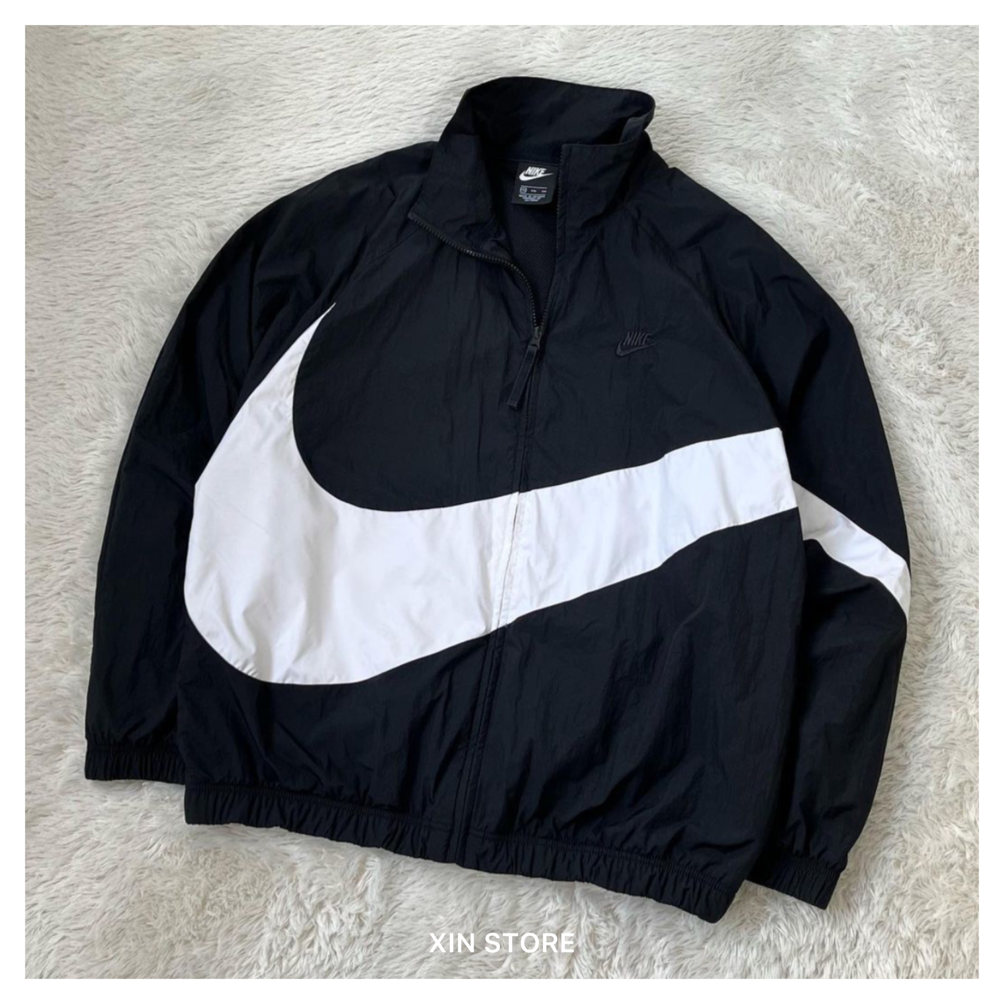 Nike NSW HBR JKT WVN STMT 大勾立領防風防潑水衝鋒外套黑白