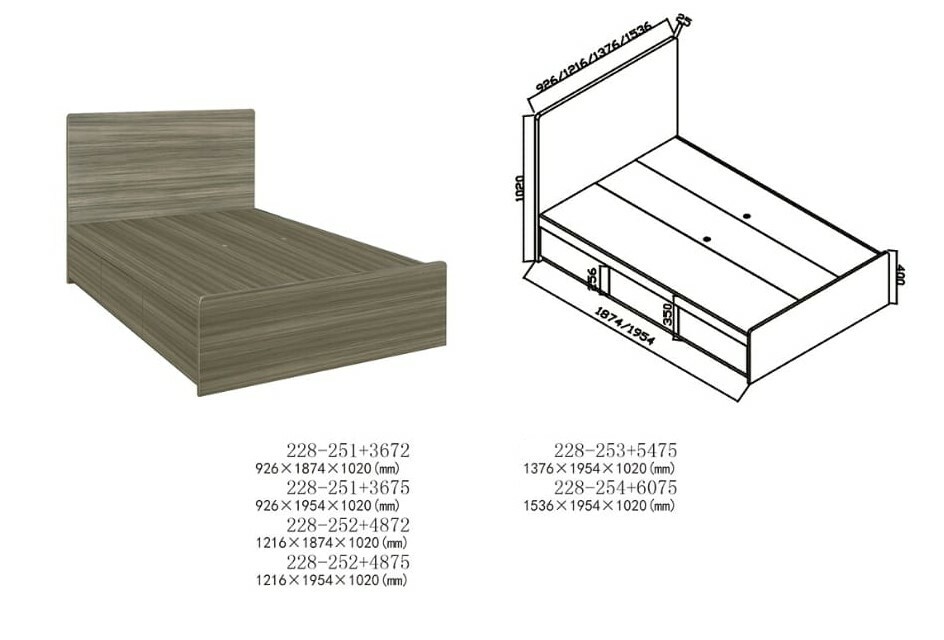 228系列 棕木色 三櫃桶床架