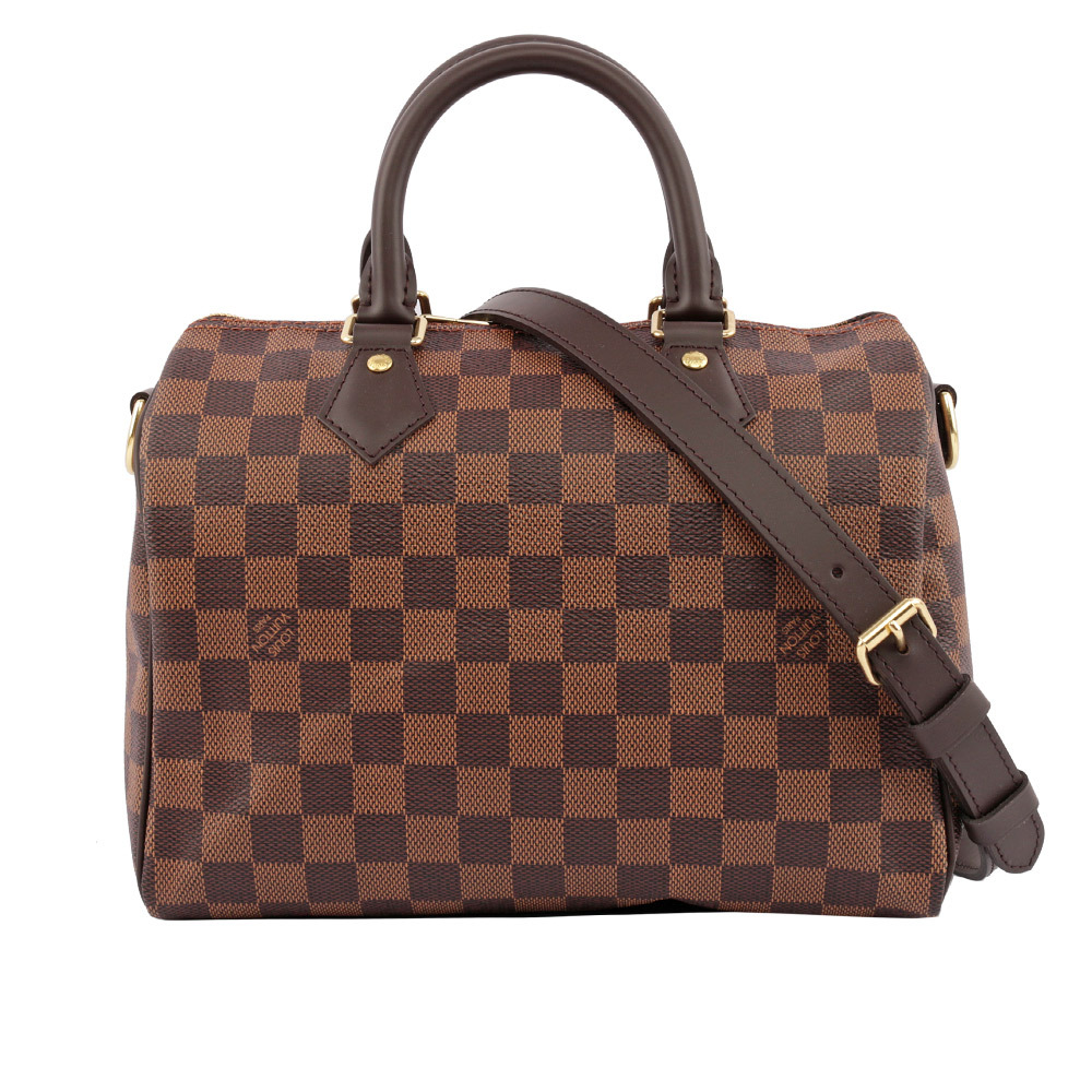 【Louis Vuitton / LV】Damier Ebene Speedy 25 棋盤格紋背帶款(咖啡色) N41368
