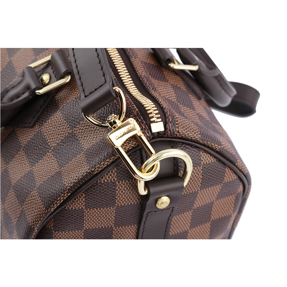 【Louis Vuitton / LV】Damier Ebene Speedy 25 棋盤格紋背帶款(咖啡色) N41368
