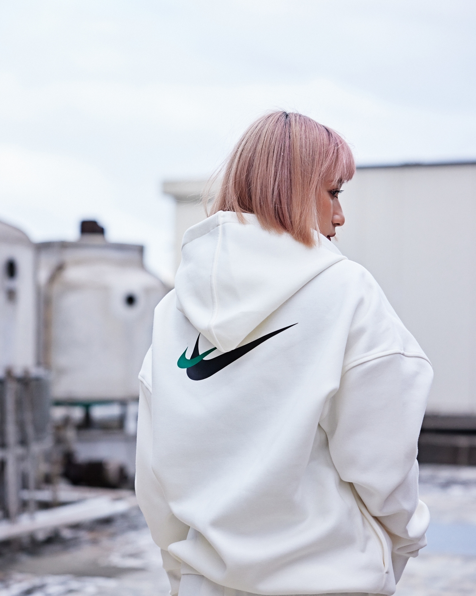 女款NIKE NSW AIR HOODIE 米白葡萄紫紅40週年復古雙勾落肩帽T