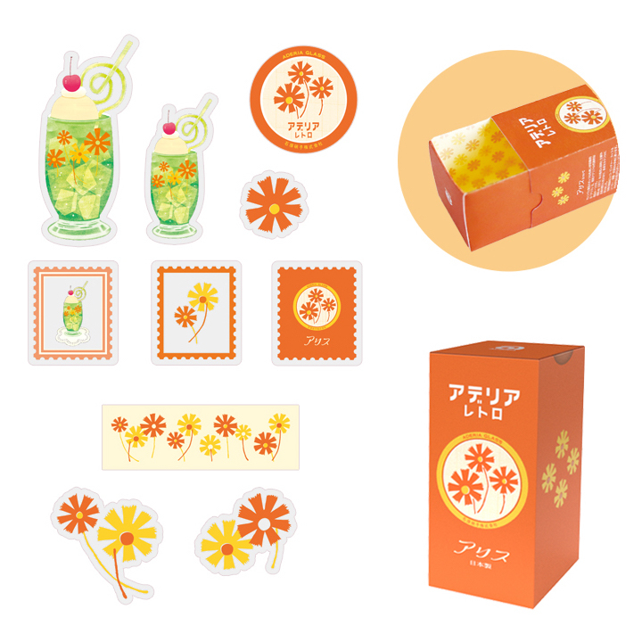 Aderia Retro x Ryu-Ryu Clear Sticker Box Set－Alice (Japanese Stationery Brand)