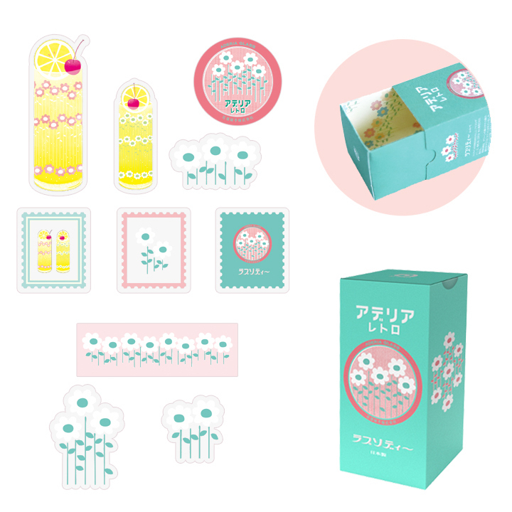 Aderia Retro x Ryu-Ryu Clear Sticker Box Set－Rhapsody (Japanese Stationery Brand)