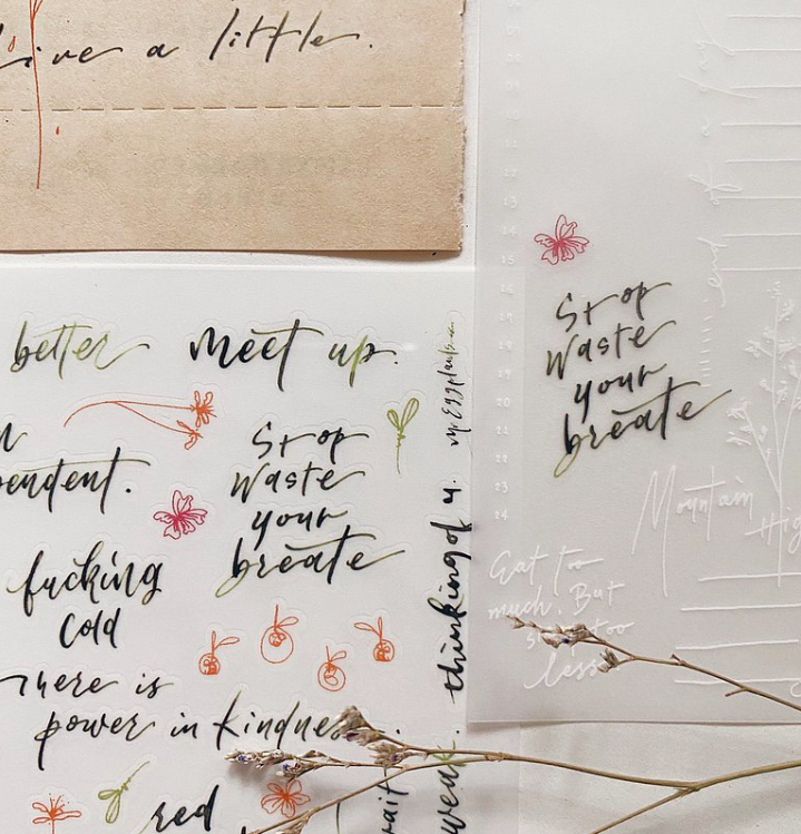 山桃抹茶 文字速寫III 2入轉印貼紙｜茄子先生