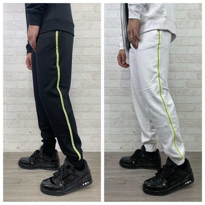 Armani Exchange AX 螢光綠串標 縮口褲 長褲 棉褲