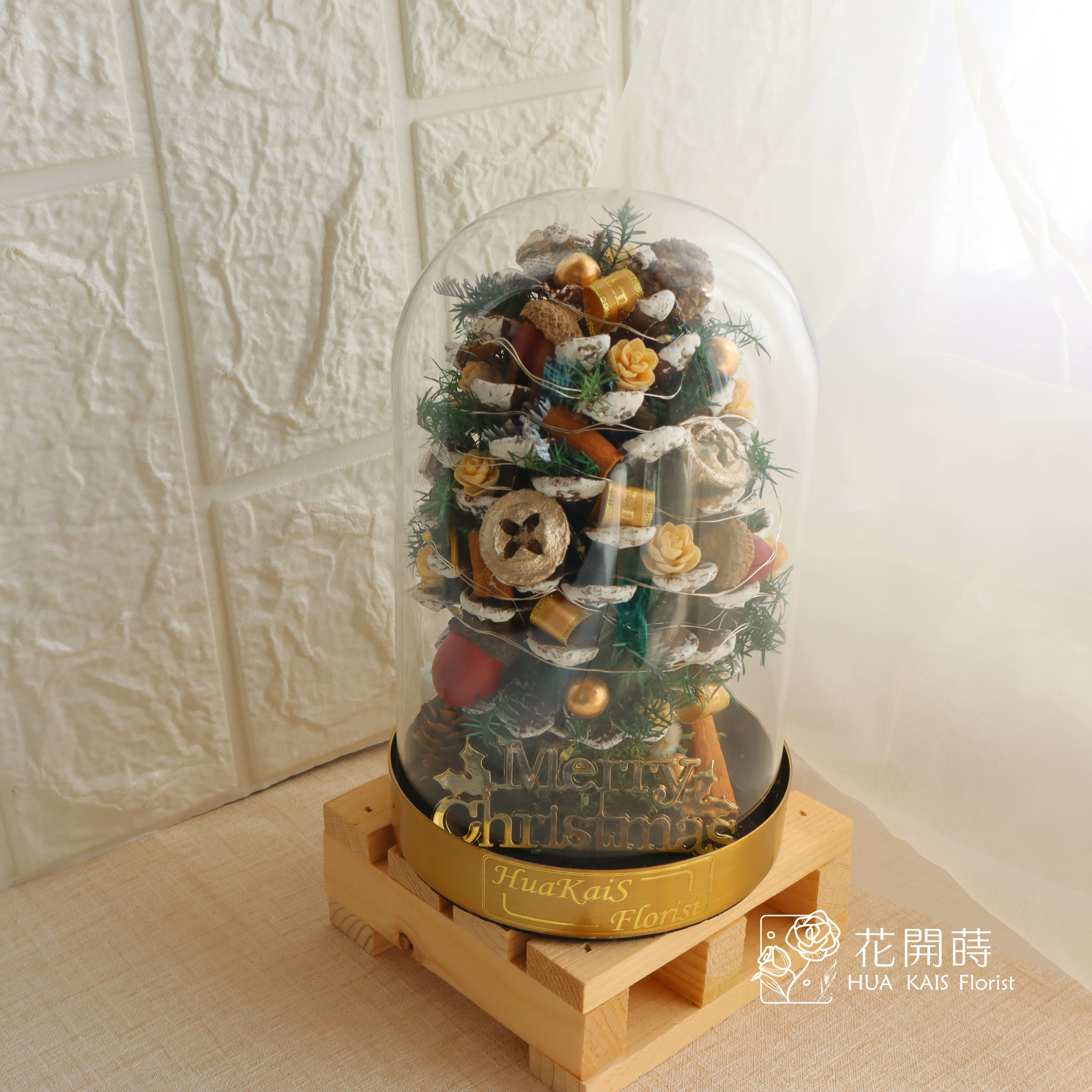 松果聖誕樹|刷白松果款|聖誕樹玻璃罩|交換禮物|聖誕禮物|聖誕佈置