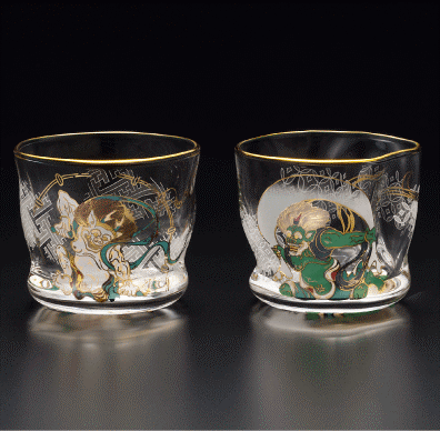 風神雷神 玻璃杯組 木盒 (2入)