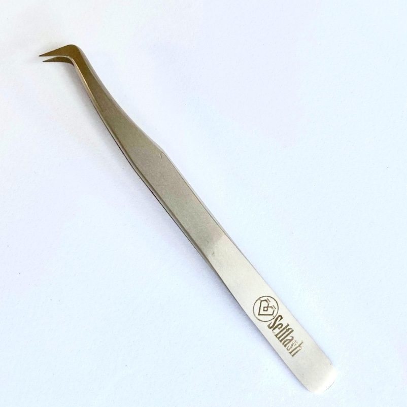 自植睫毛專用L型銀色睫毛鑷子