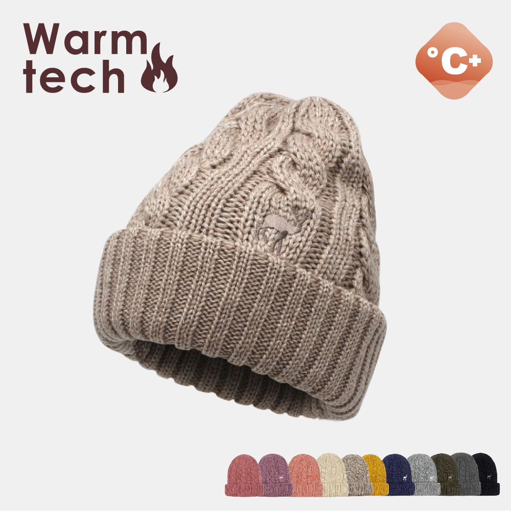 【肌暖】台灣製 莫蘭迪麻花雙層反摺針織毛帽丨H1537T