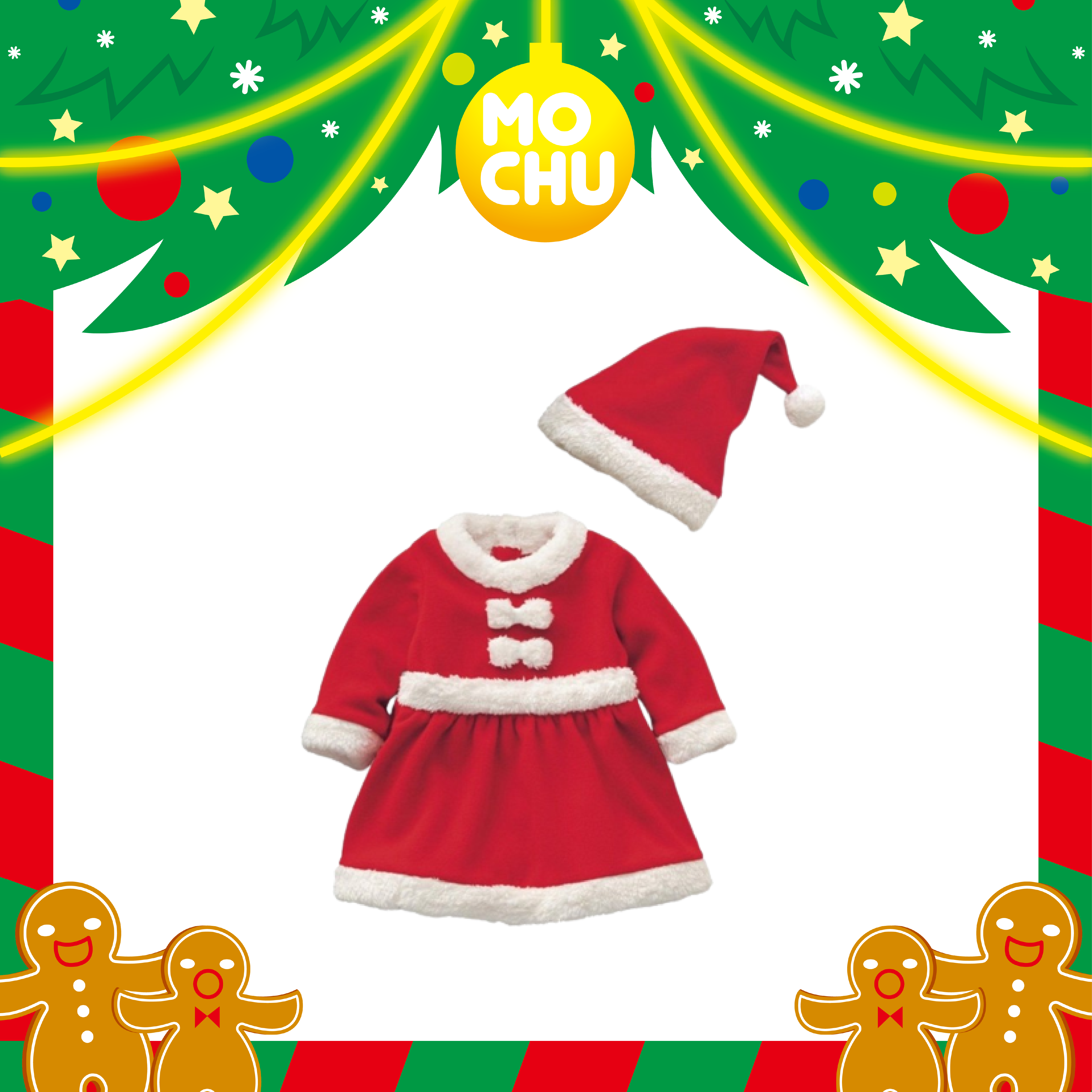 (110.120cm現貨)經典聖誕連衣裙套裝