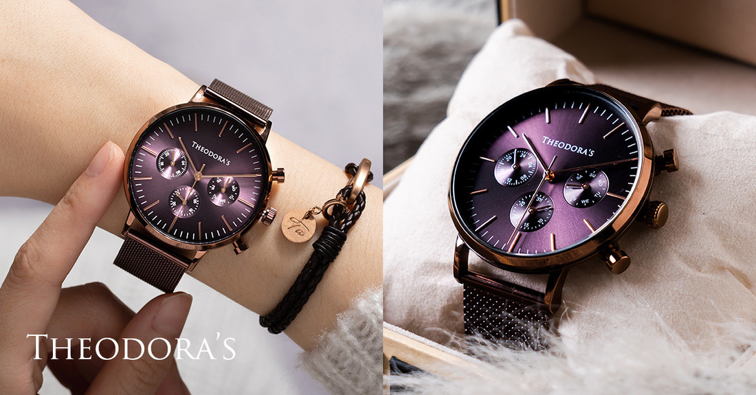 THEODORA'S, Watch, 咖啡紅, 手錶, 米蘭, 真皮, 瘋馬皮