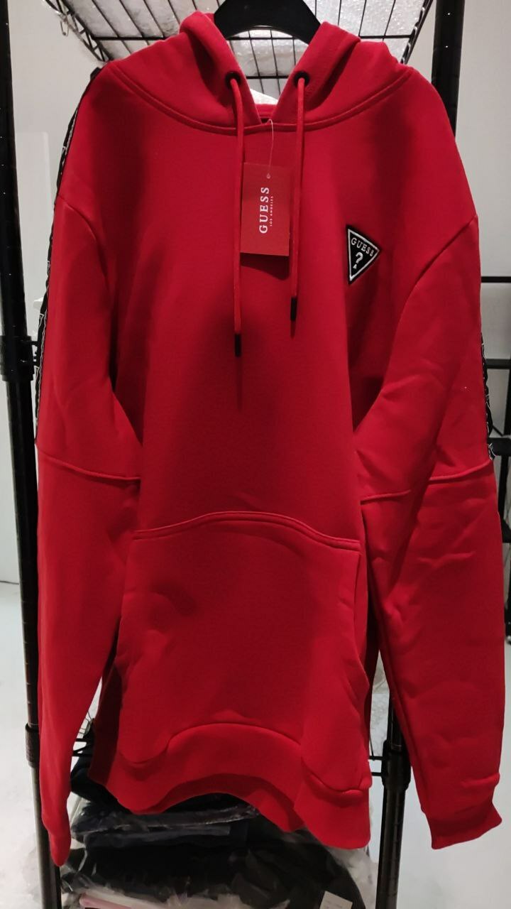 [S] GUESS LARK LOGO PULLOVER HOODIE,VARSITY RED, X1RQ13K9JY1-VARSITY RED [FINAL SALE] (SGU181)