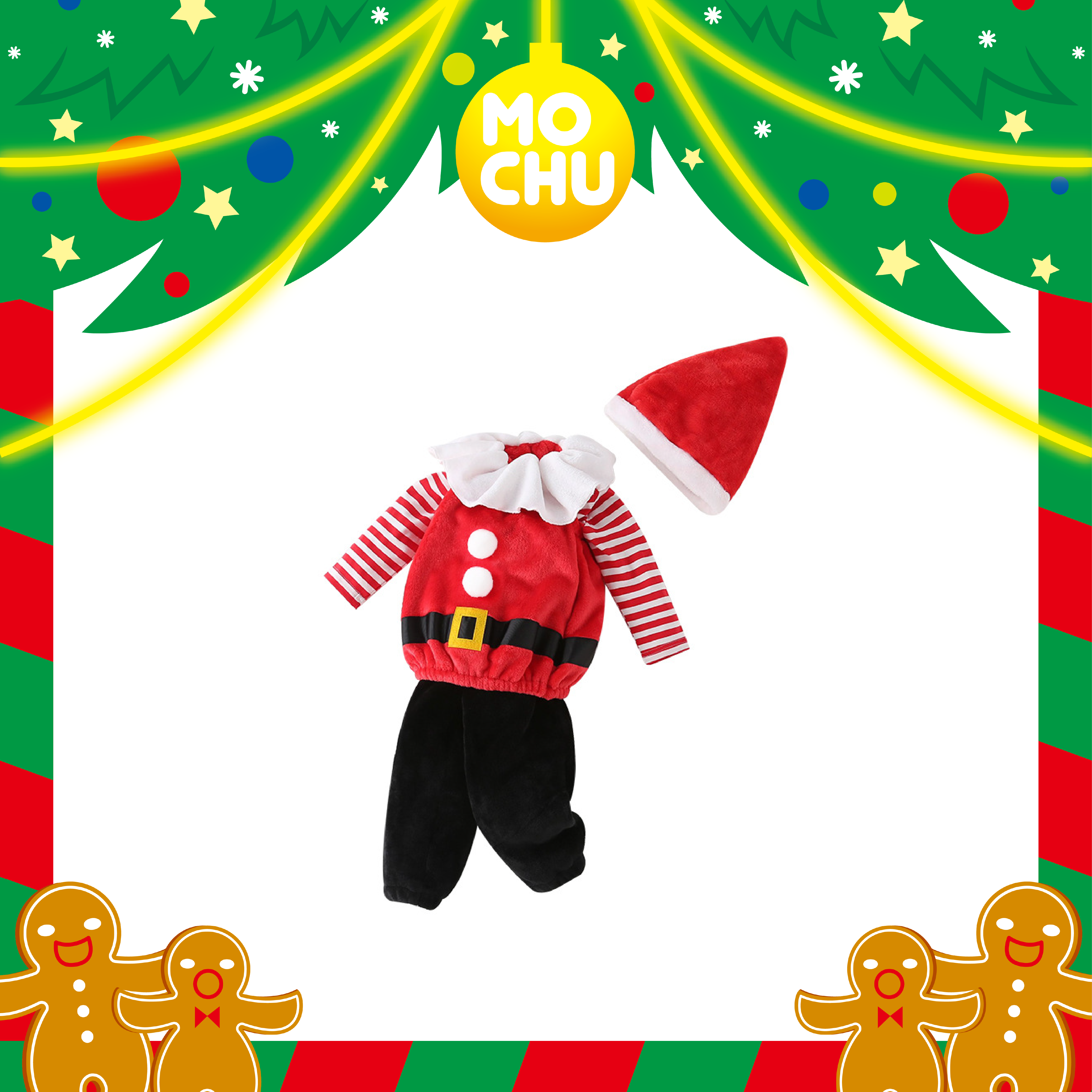 (100碼現貨)聖誕娃娃領長袖四件組