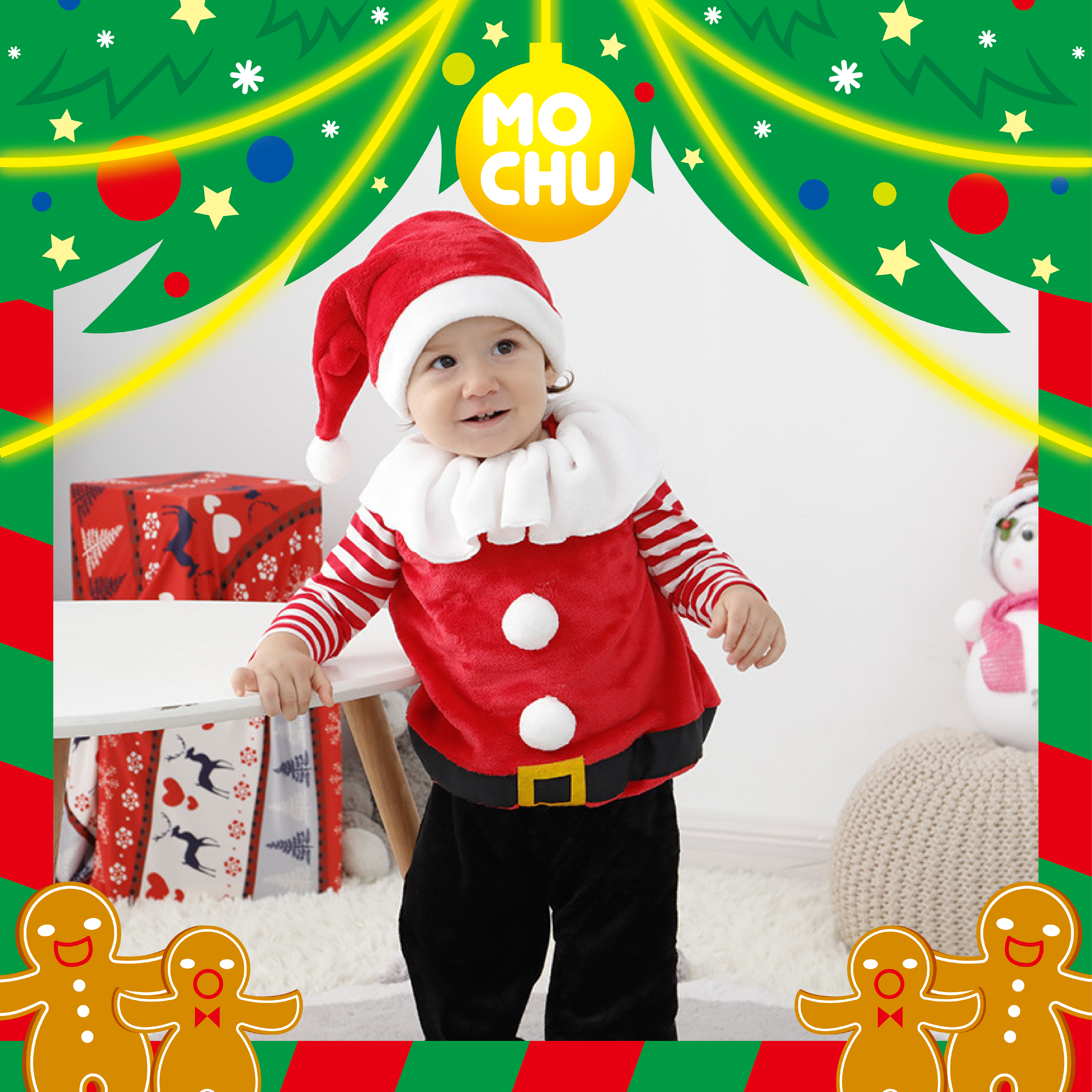 (100碼現貨)聖誕娃娃領長袖四件組