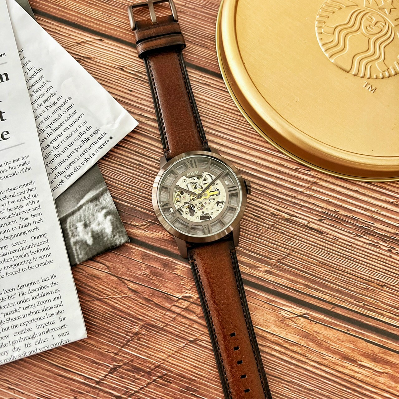 【Fossil】Townsman 摩登都會機械真皮腕錶 ME3225 44mm 現代鐘錶