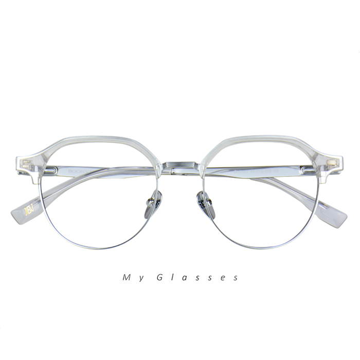 R89鈦金屬圓版半框眼鏡