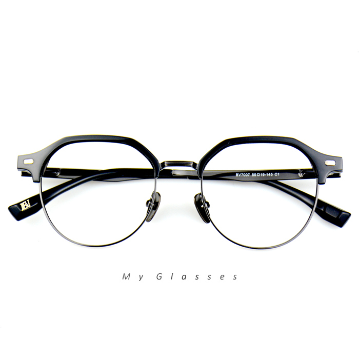 R89鈦金屬圓版半框眼鏡