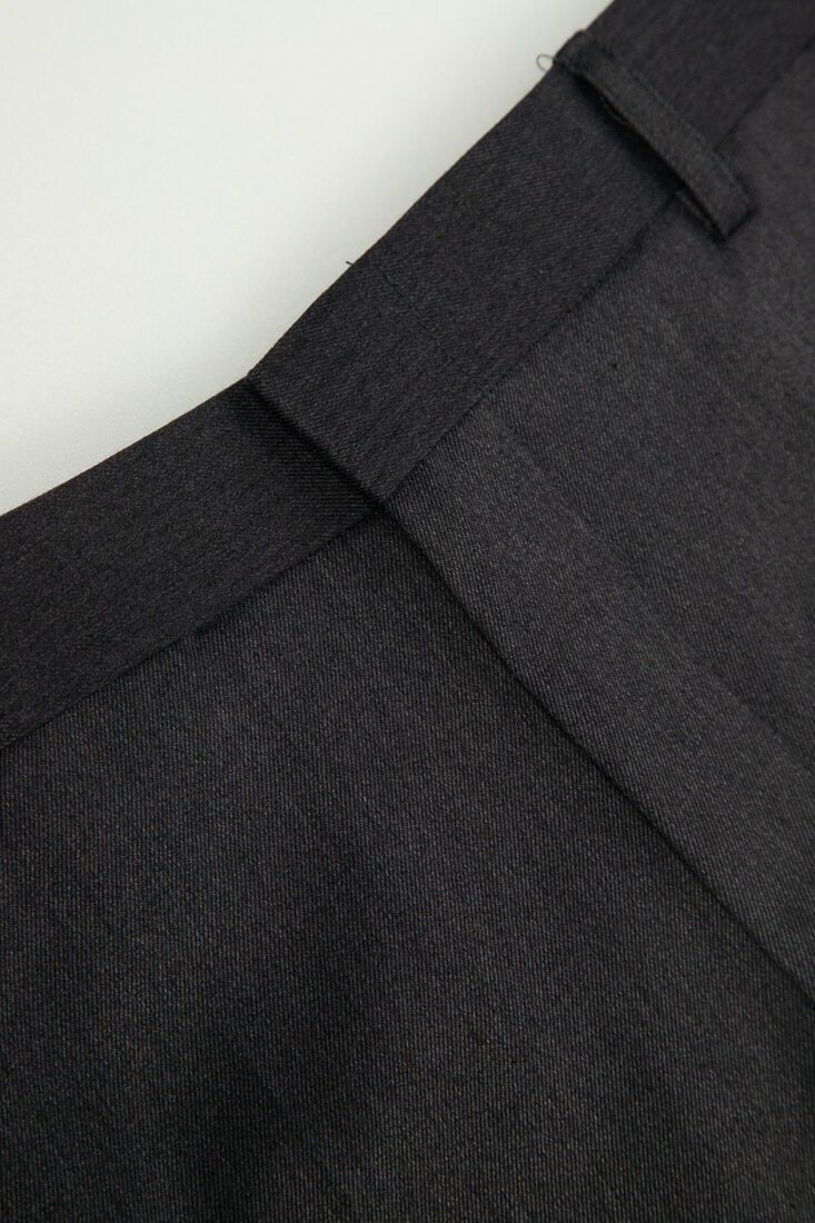 灰色彈性修身西裝褲-褲頭