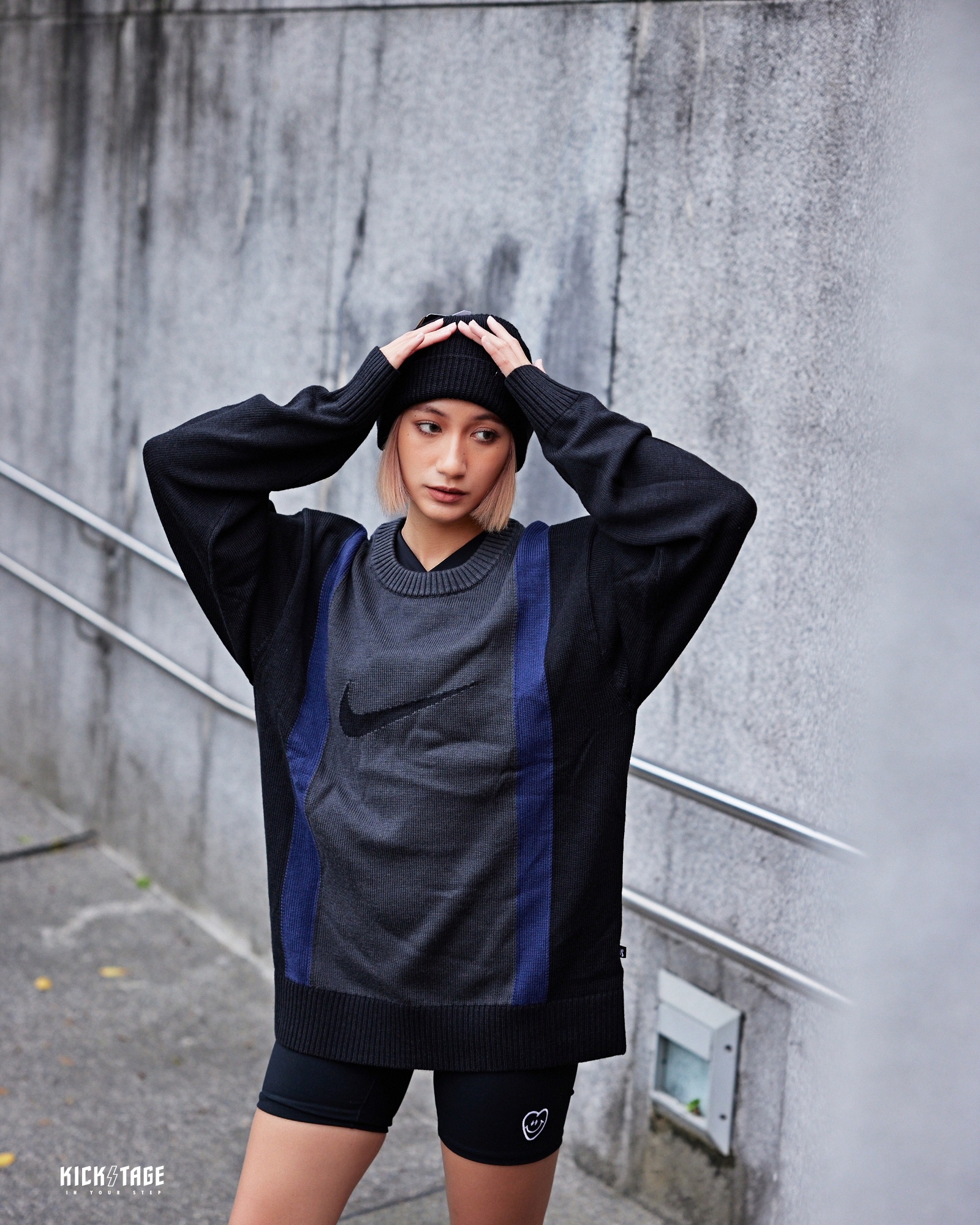 *特價商品售出不退換*NIKE SB SWEATER 深灰藍 條紋 拼色 大LOGO 針織 毛衣 男女款 【DD0579-010】knitsweater