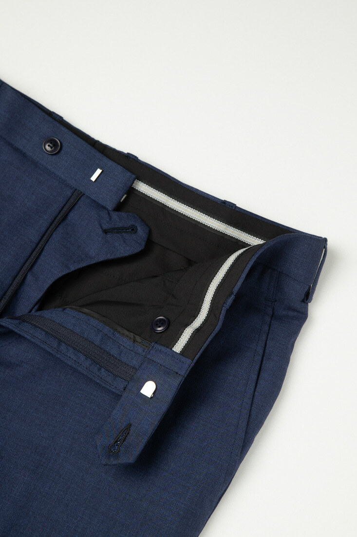 藍色彈性修身西裝褲-內部