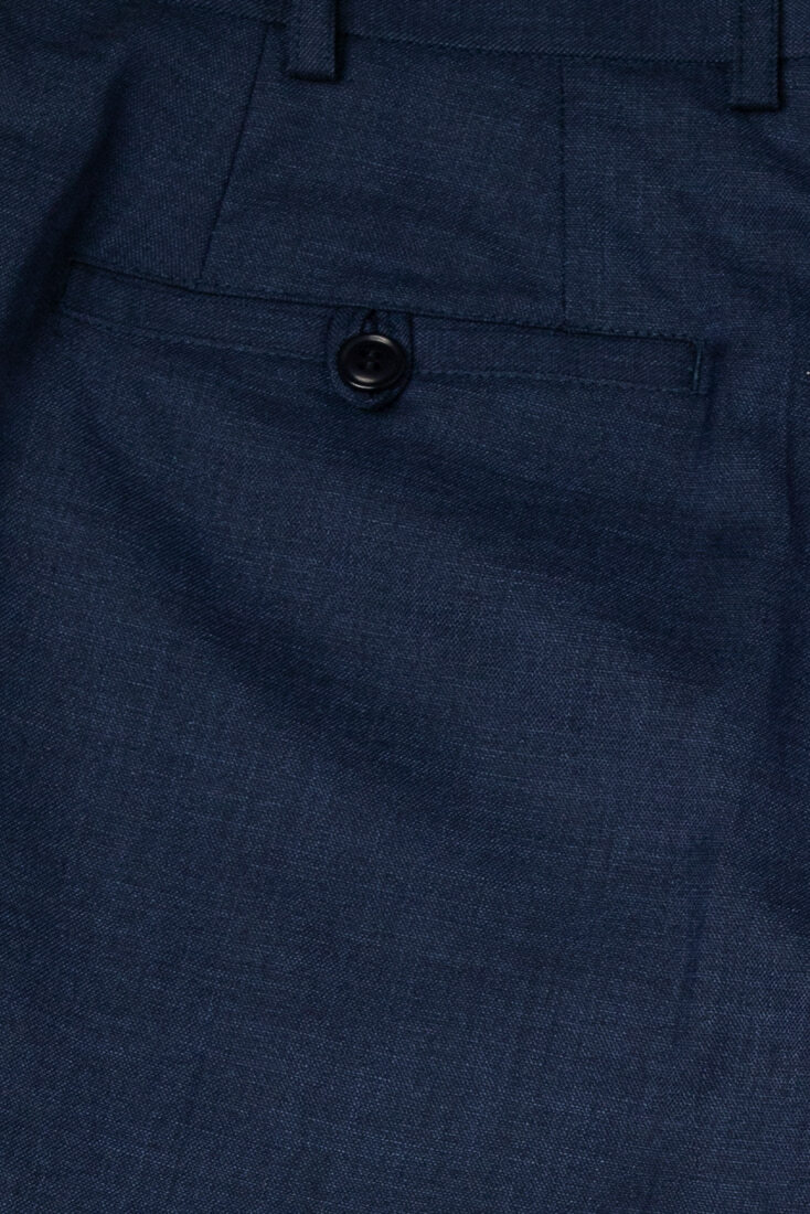 藍色彈性修身西裝褲-後口袋