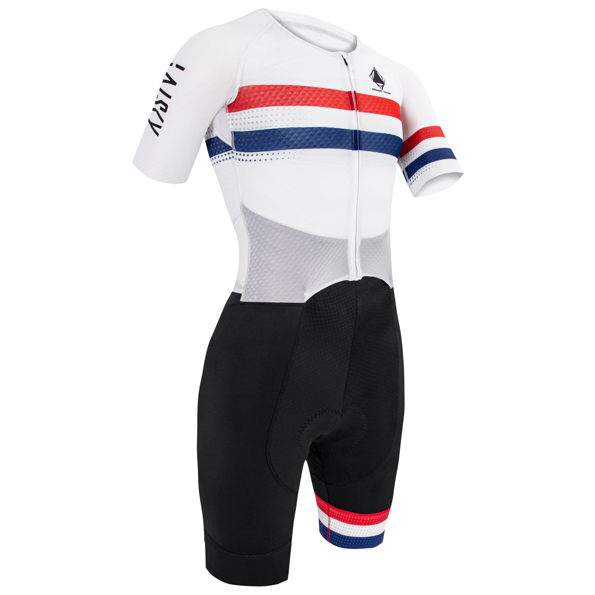 ITT男款短袖連體衣 平行線 白