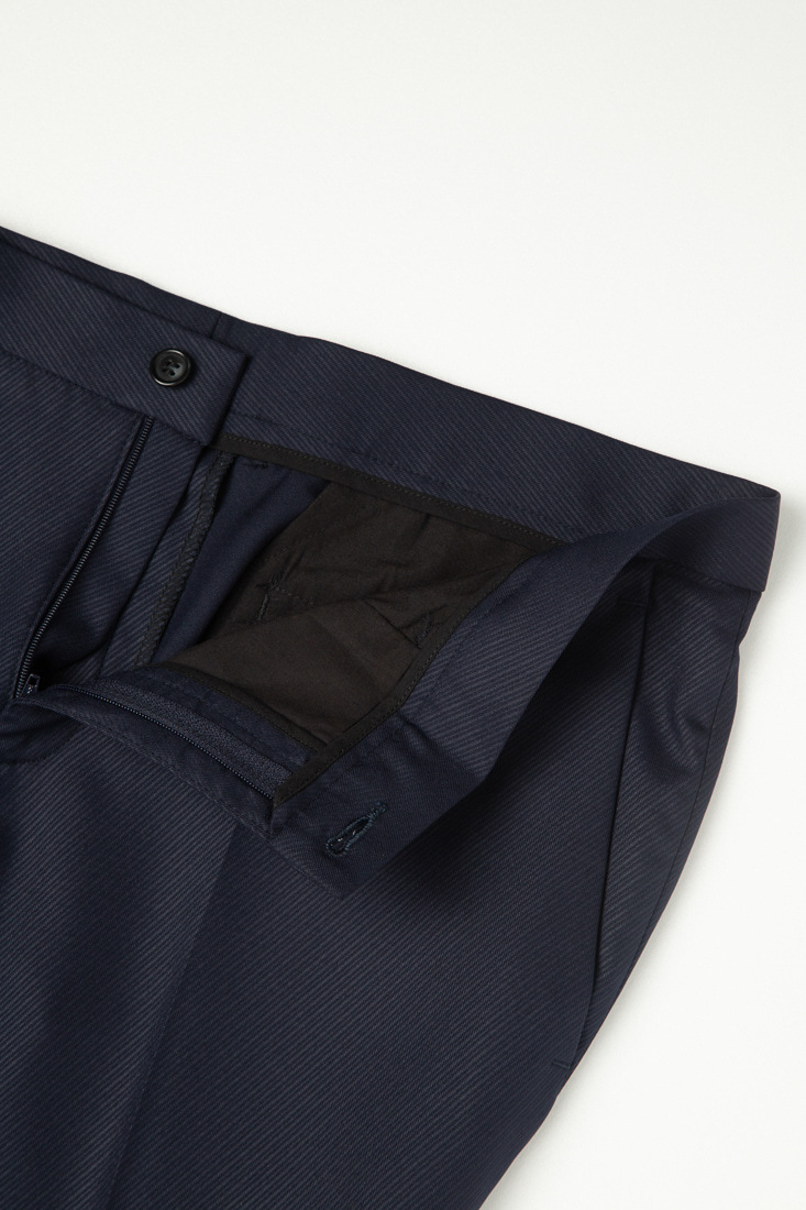 藍色斜紋彈性西裝褲-內部