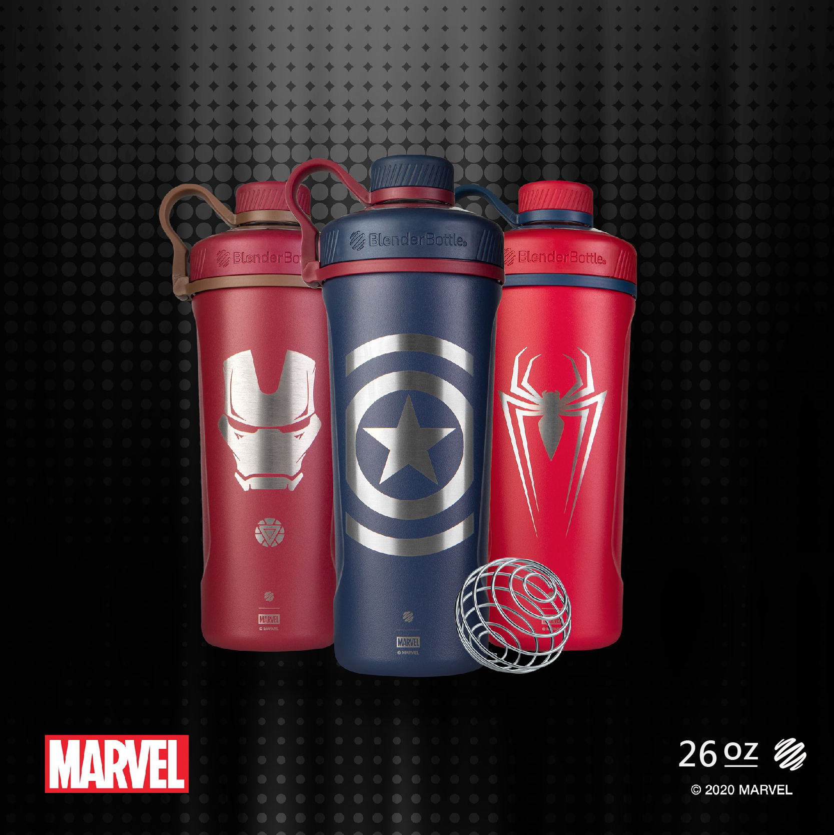 BlenderBottle Comics Radian Insulated Stainless Steel Shaker Bottle,  26-Ounce, Captain Marvel 