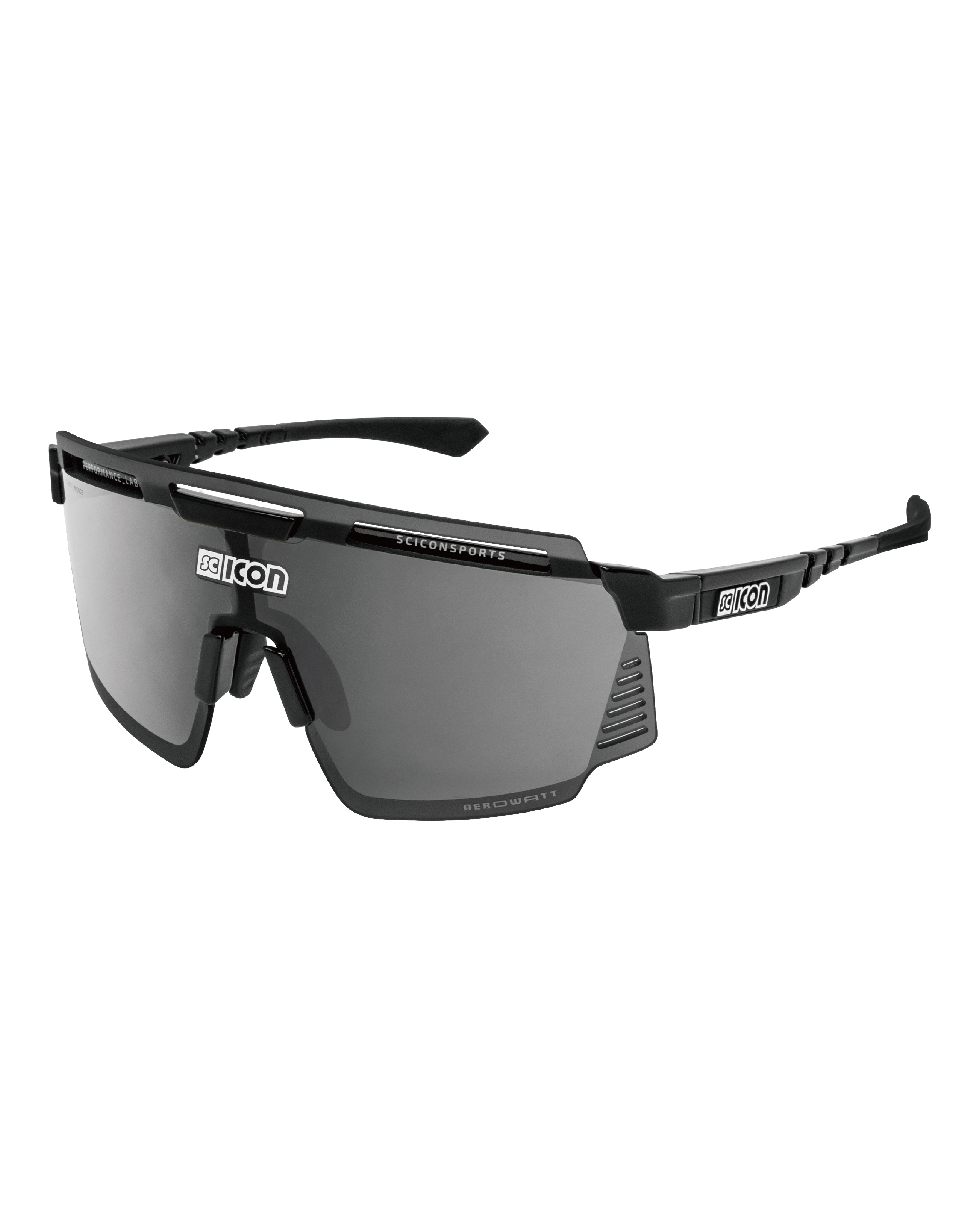 【SCICON】AEROWATT 運動眼鏡 亮光黑框 / 鏡面銀片