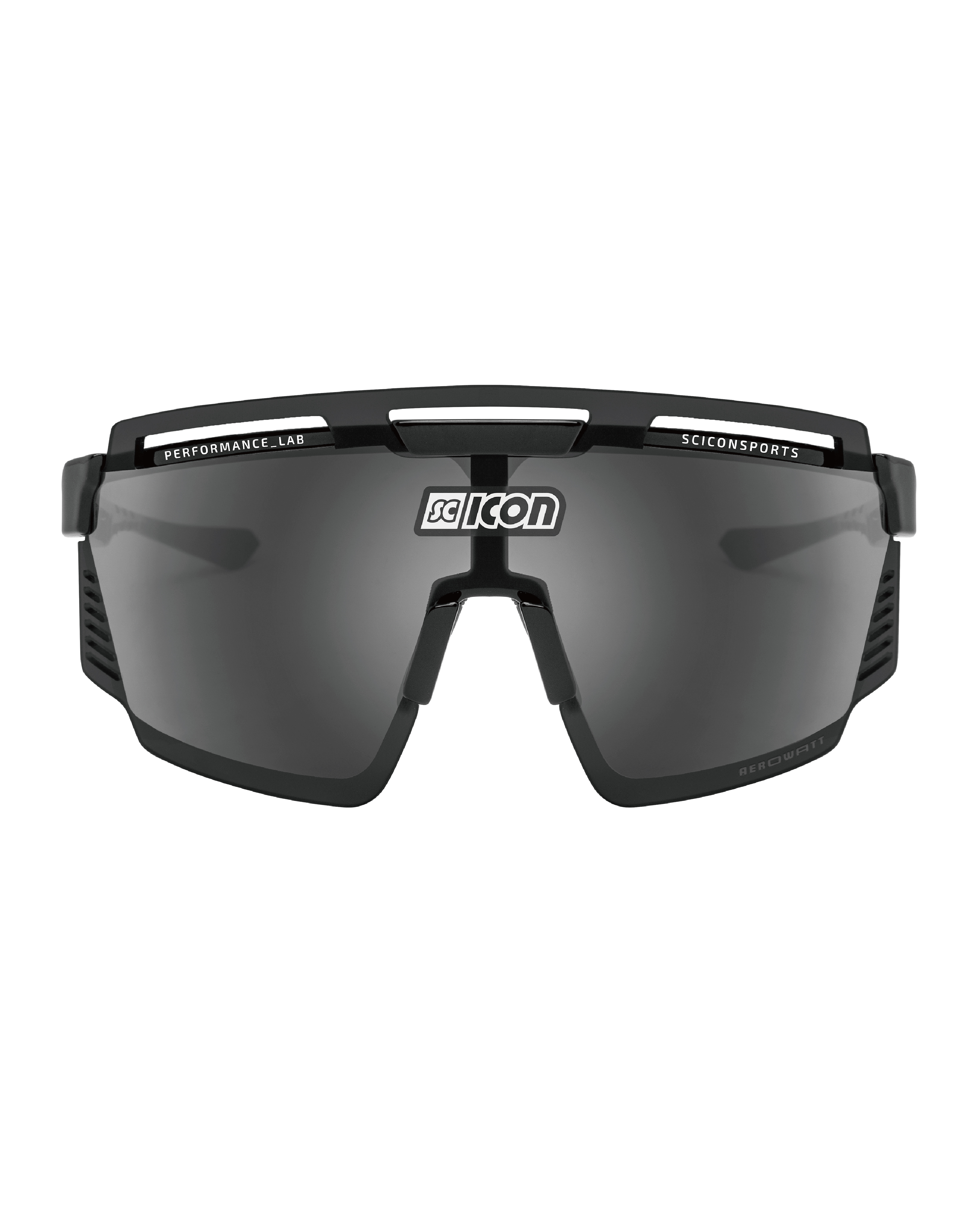 【SCICON】AEROWATT 運動眼鏡 亮光黑框 / 鏡面銀片
