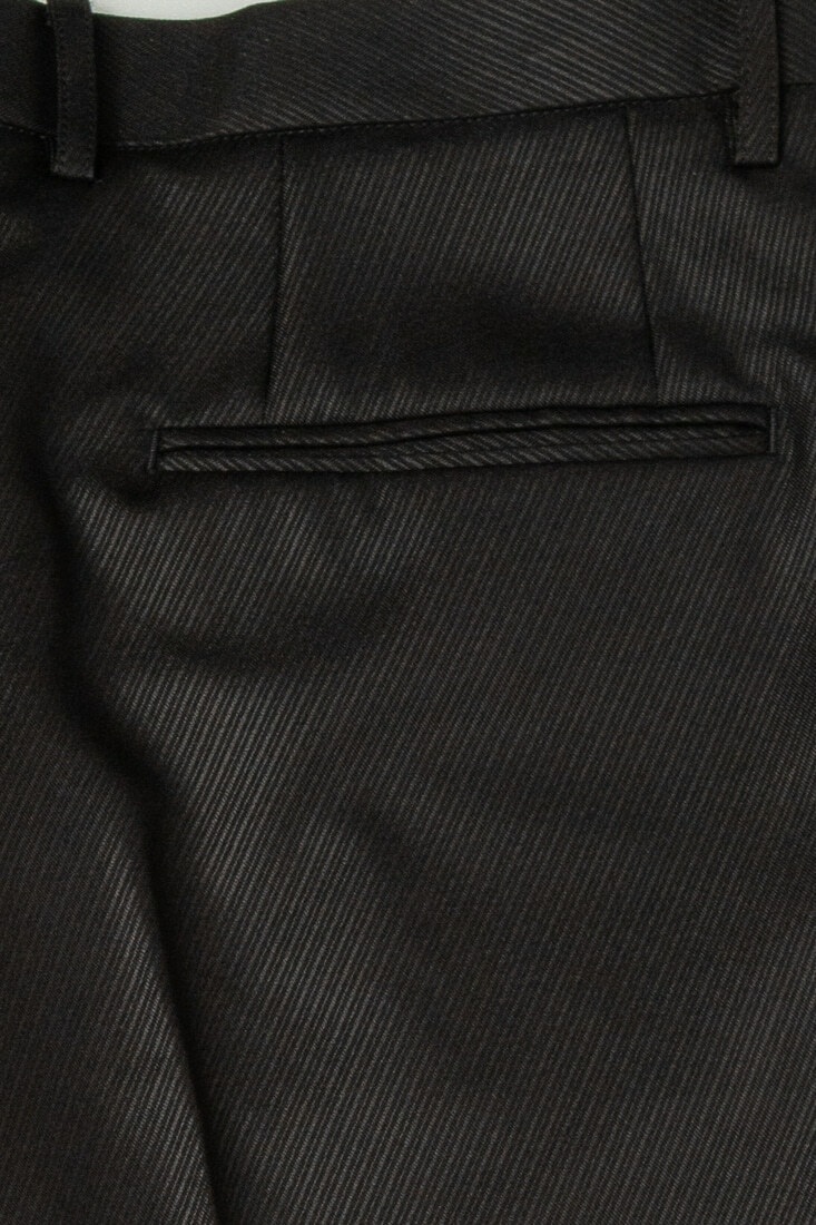 黑色斜紋彈性修身西裝褲-後口袋