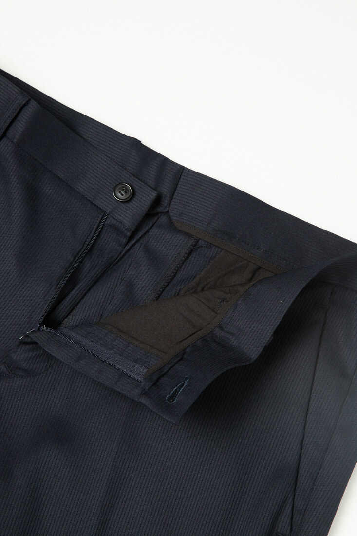 藍色細直紋修身西裝褲-內部