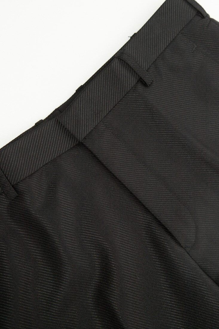 黑色斜紋修身西裝褲-褲頭