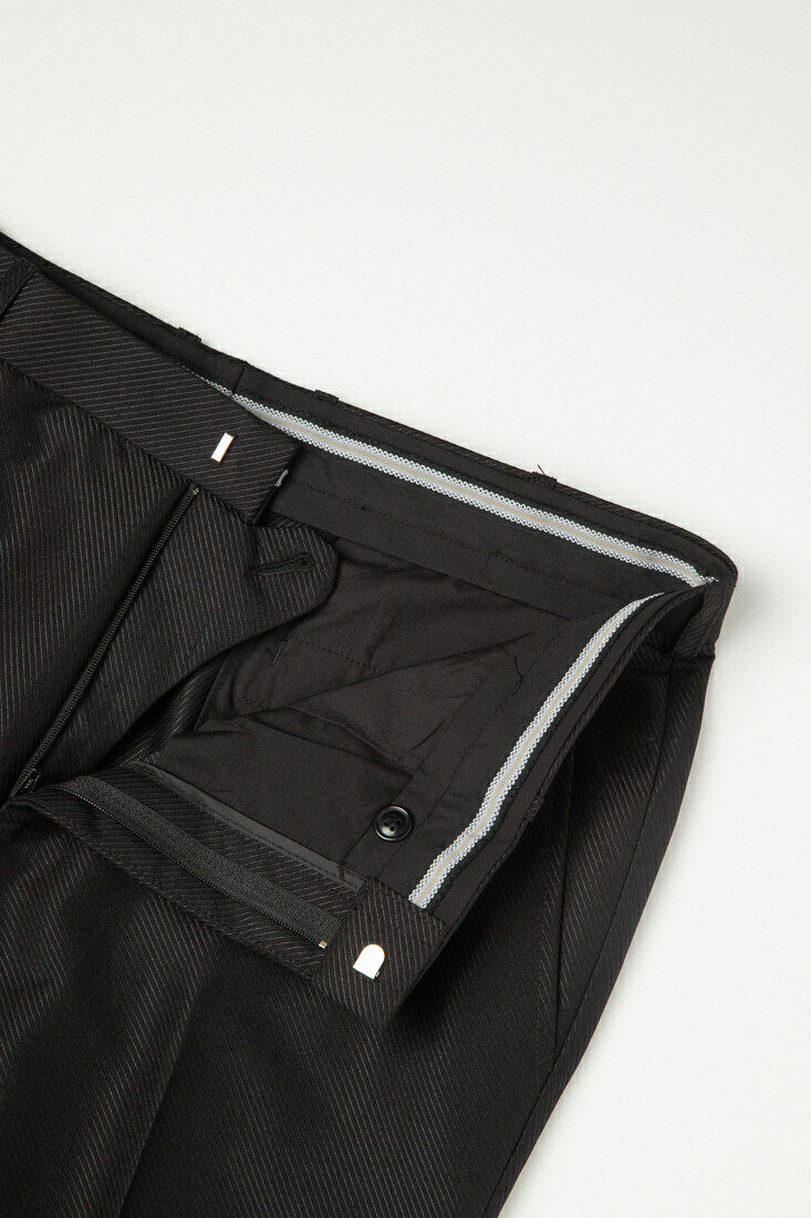 黑色斜紋修身西裝褲-內部