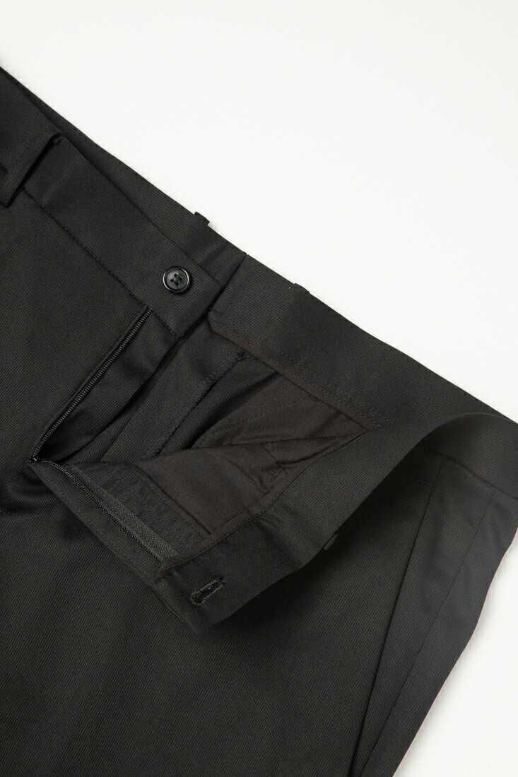 黑色細直紋彈性修身西裝褲-內部