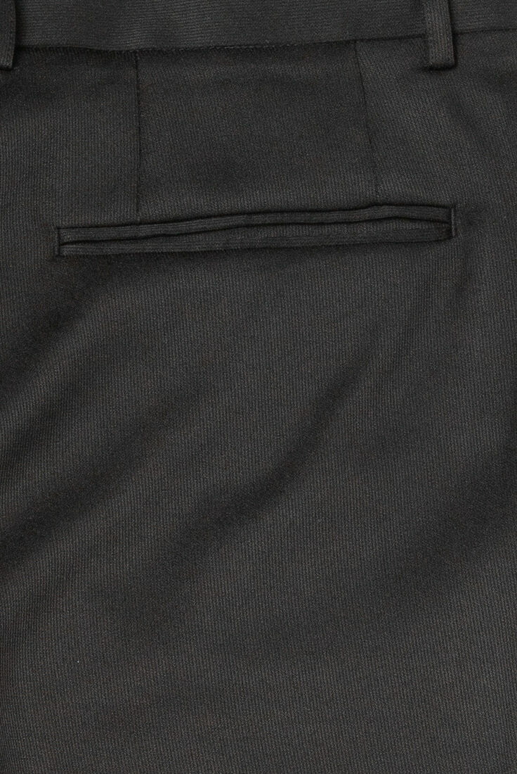 黑色細直紋彈性修身西裝褲-後口袋