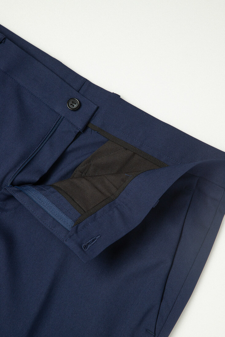 寶藍彈性修身西裝褲-內部