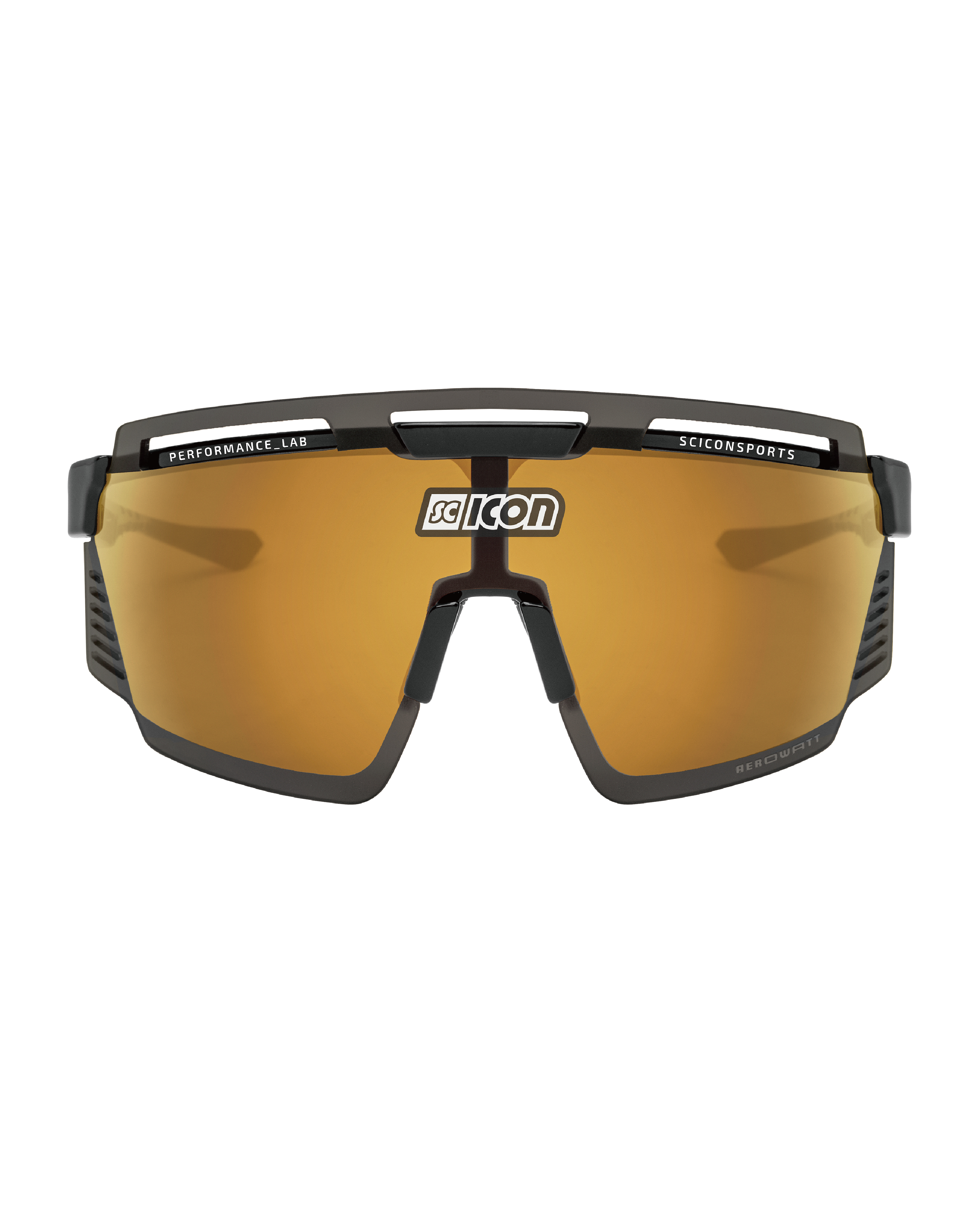 【SCICON】AEROWATT FOZA 運動眼鏡 亮光黑框 / 鏡面黃片