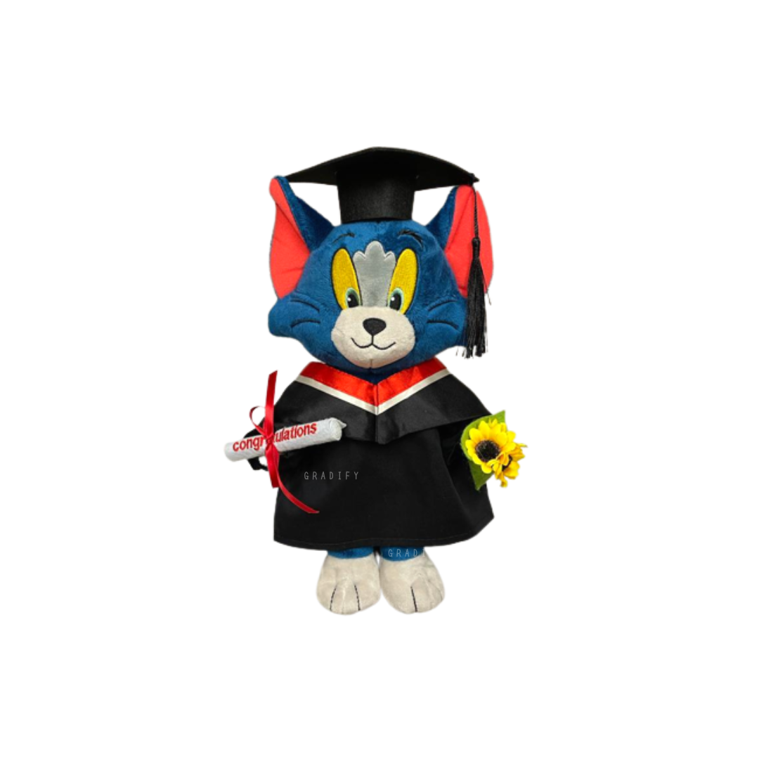 🎓 33cm Tom貓畢業公仔 - PolyU Speed 學士