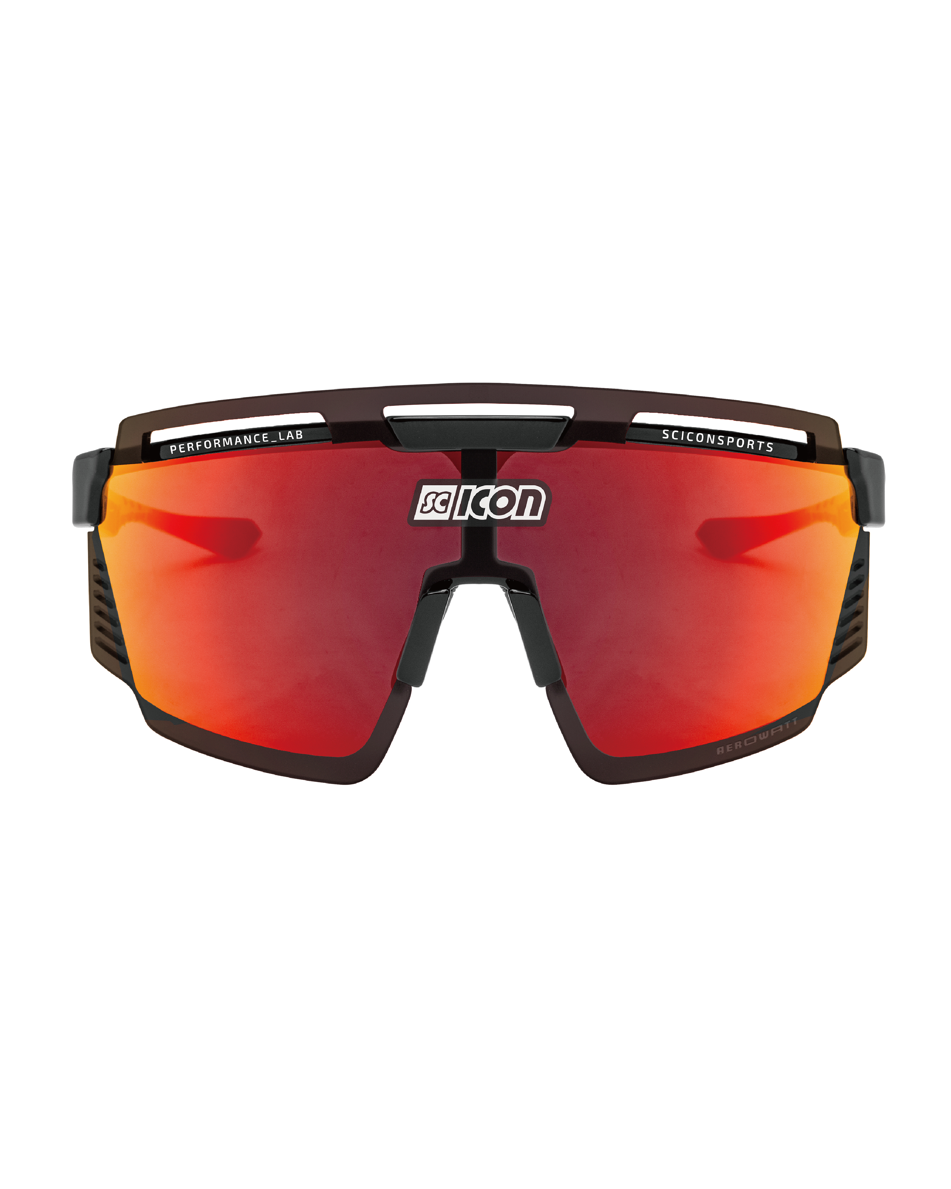 【SCICON】AEROWATT 運動眼鏡 亮光黑框 / 鏡面紅片