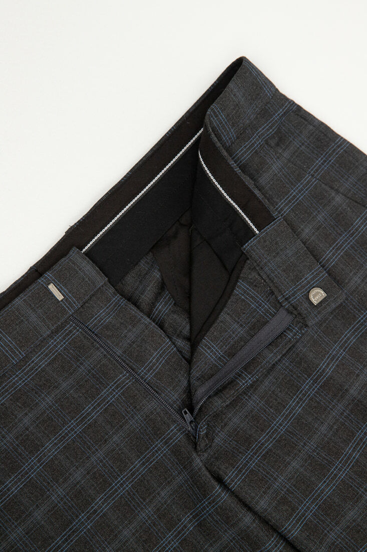灰色格紋修身西裝褲-內部